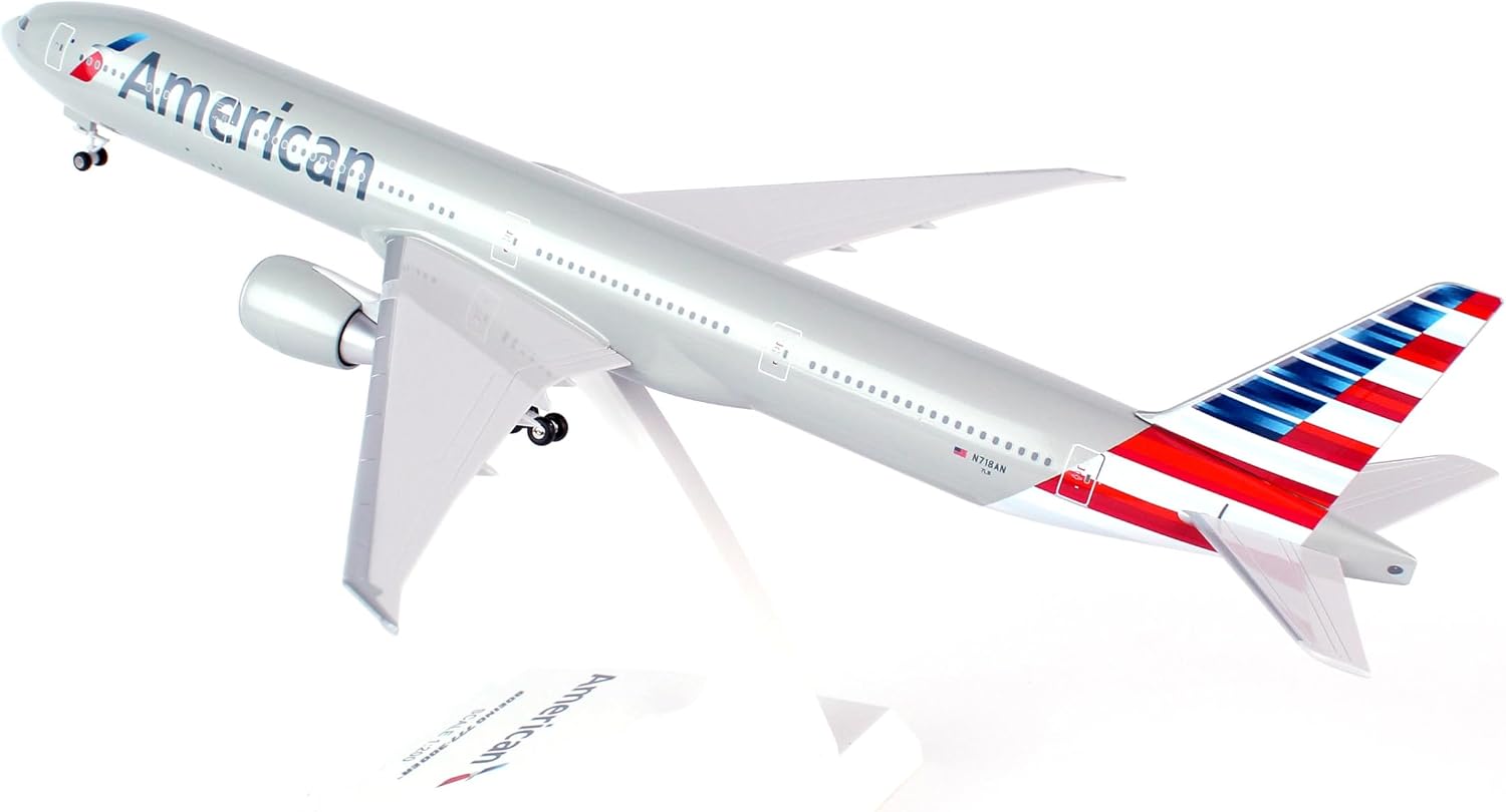 SkyMarks American Airlines Boeing 777-300 1/200 Airplane Model Kit – New Livery Highly Detailed Snap-Fit Collectible with Display Stand for Adult Collectors Ages 14+