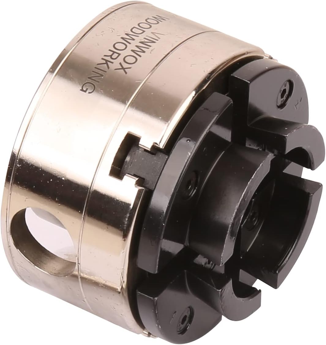 4INCH 4-Jaw Self-Centering Wood Lathe Chuck, 2" Round Jaw Mounted, 1"x8TPI thread & 3/4"x16TPI Adapter, T Allen Wrench, Screw Chuck, SCR4-4