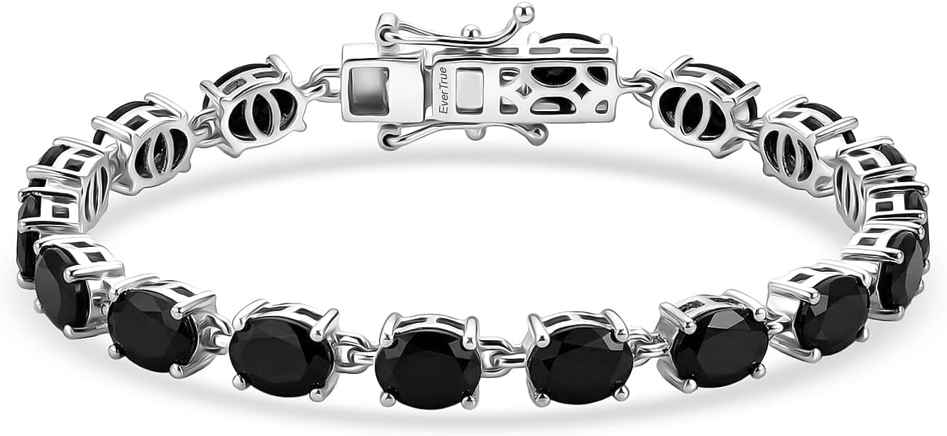 California Black Jade 14.35 ctw Classic Link Bracelet Platinum Plated 7.25" | Birthday, Gifts