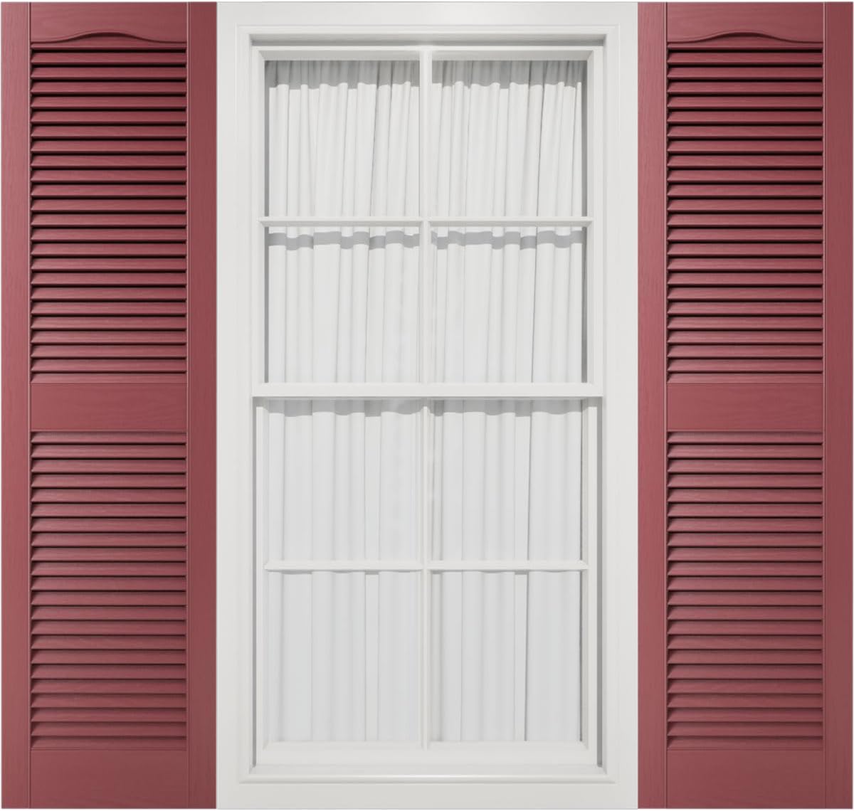 Mid America 00011455002 Standard Size Cathedral Top Center Mullion, Open Louver Vinyl Shutter, w/Installation Shutter-Lok's & Matching Screws (Per Pair), 002, 14 1/2"W x 55"H, Black