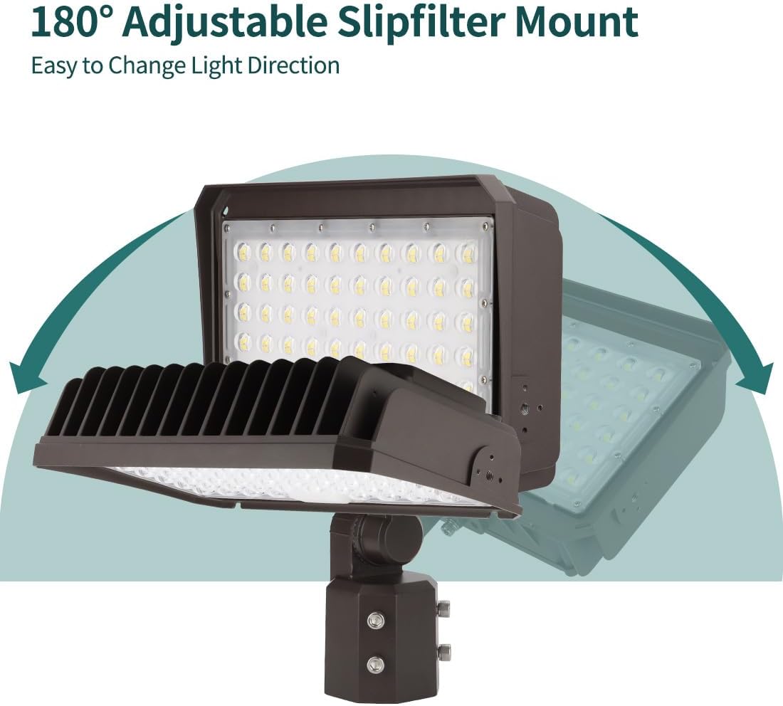kadision 200W LED Flood Light, Dusk-to-Dawn Photocell, Slip Fitter Mount