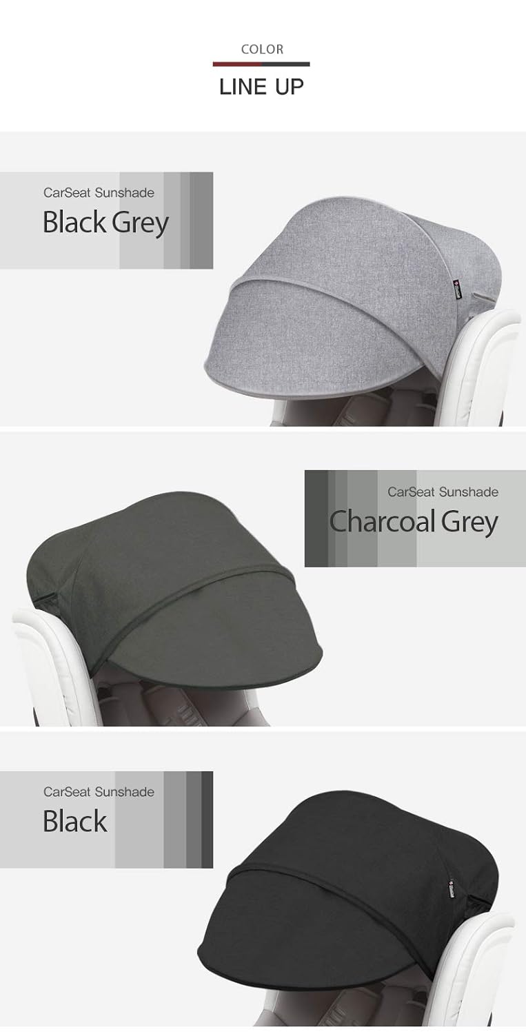 Manito Sun Shade Extender/Auxiliary Canopy for Car Seat (Black Grey)