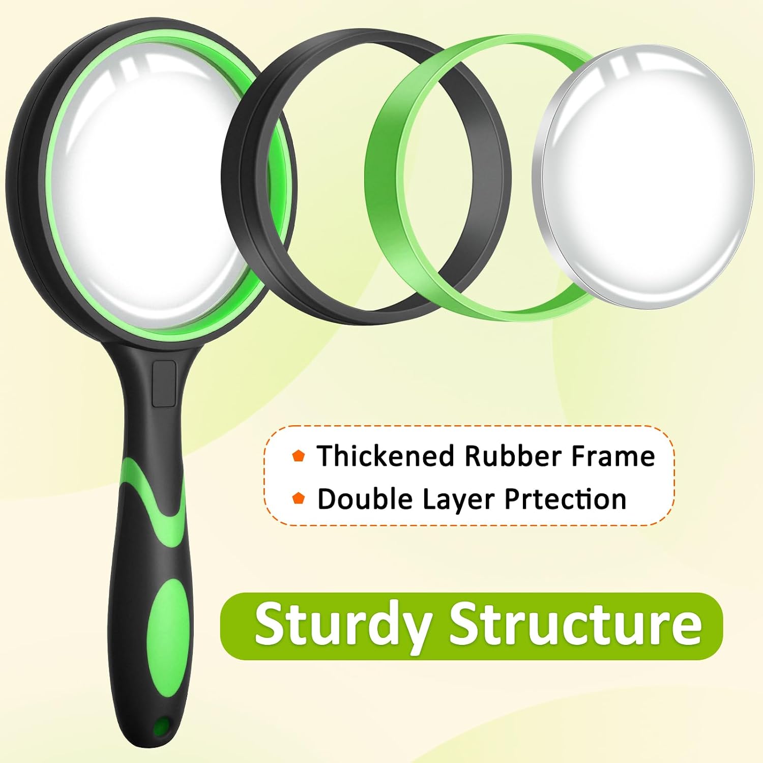 Leffis 3 Pack Magnifying Glass, 10X Reading Magnifier for Kids and Seniors