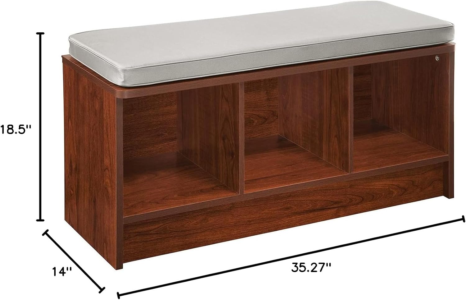 ClosetMaid 3258 Cubeicals 3-Cube Storage Bench, Natural Gray with Gray Cushion
