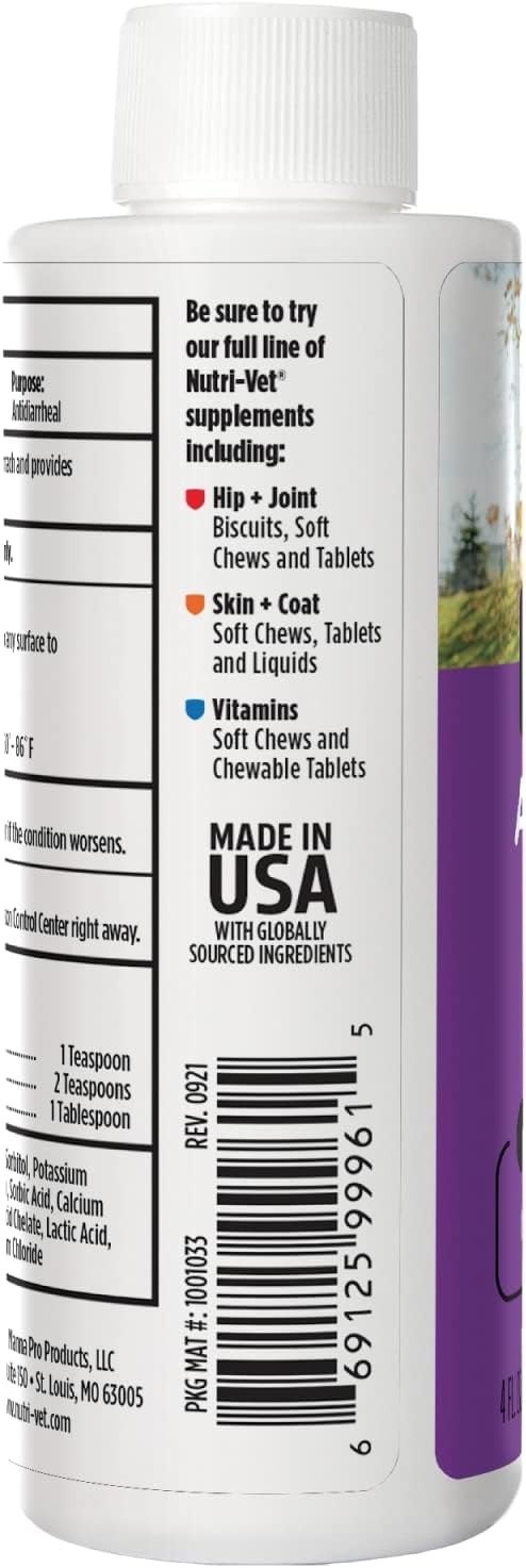 Nutri-Vet Anti Diarrhea for Dogs, Dog Upset Stomach Support, Kaolin, 4oz | Fast Acting Formula, Upset Stomach, Helps Firm Stool, Digestive Health