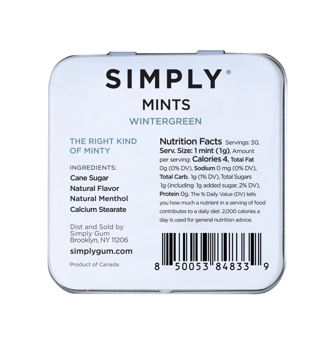 SIMPLY MINTS Natural Peppermint Breath Mints, 6 Pack (180 Pieces), Made With Real Peppermint Oil | Aspartame-Free, Sorbitol-Free, Xylitol-Free, Vegan, Kosher, Non-GMO