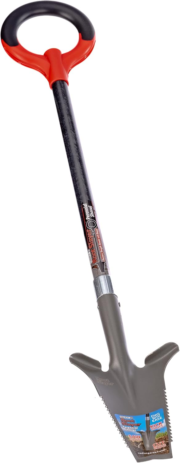 Root Slayer 22011 Garden Shovel, Serrated Blade, Red