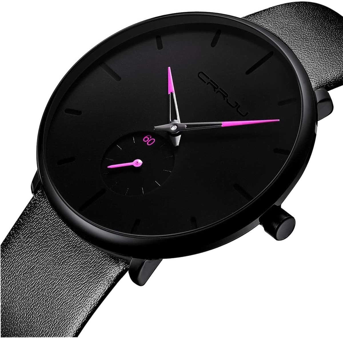 Mens Watches Ultra-Thin Minimalist Waterproof-Fashion Wrist Watch for Men Unisex Dress with Leather Band