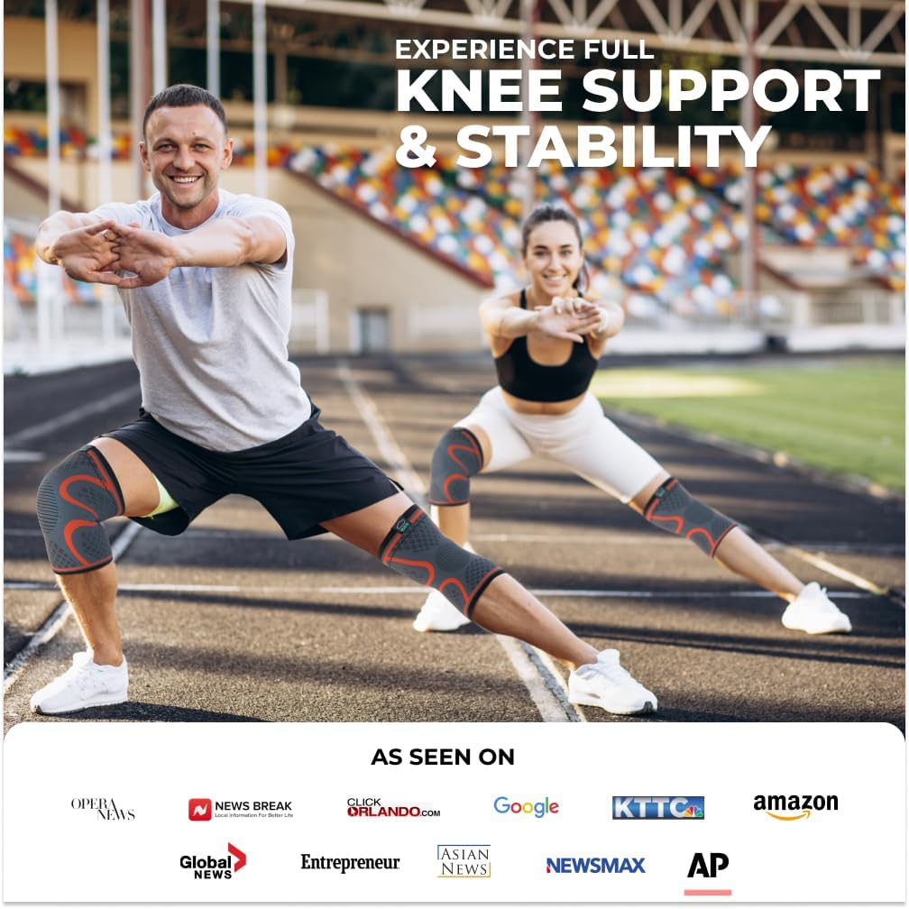 Modvel Compression Knee Brace for Women & Men - 2 Pack Knee Brace for Women Running Knee Pain, Knee Support Compression Sleeve