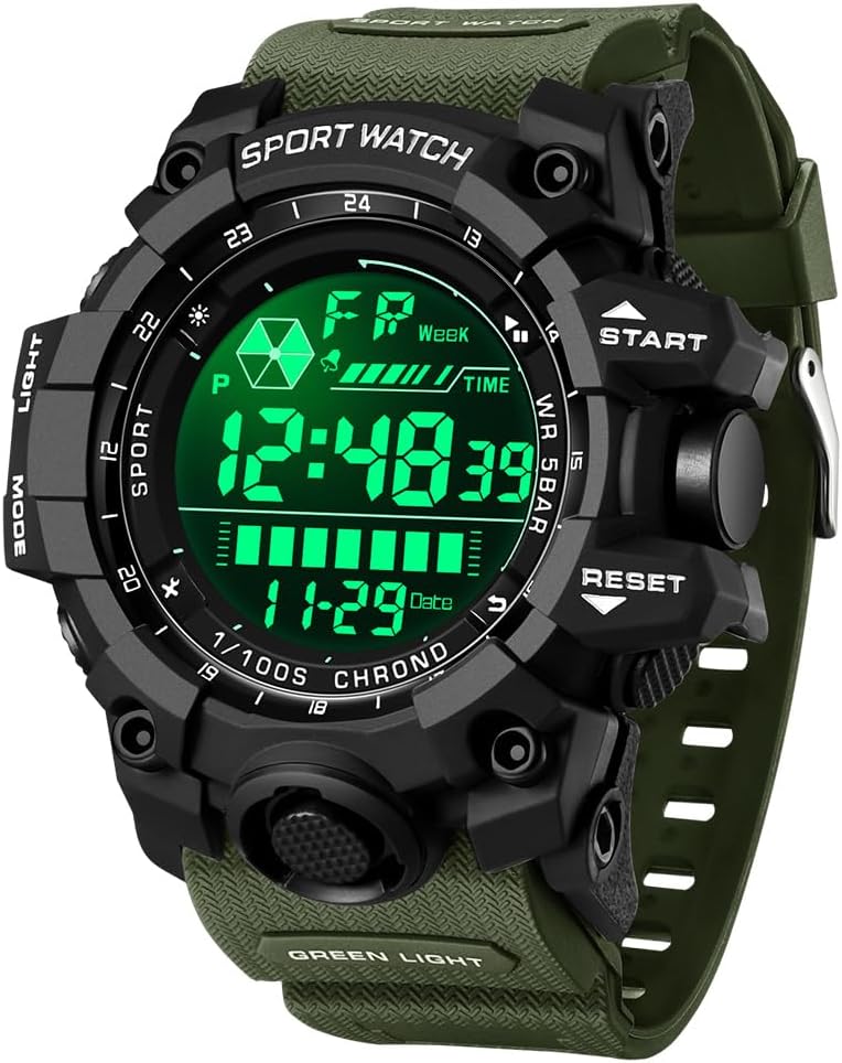 FANMIS Men's Digital Sport Watch Military LED Alarm Waterproof Quartz Watch | Tactical Outdoor Sport Watch Multi Function Led Display Alarm Stopwatch Date Quartz Rugged Style Daily Water Resistance