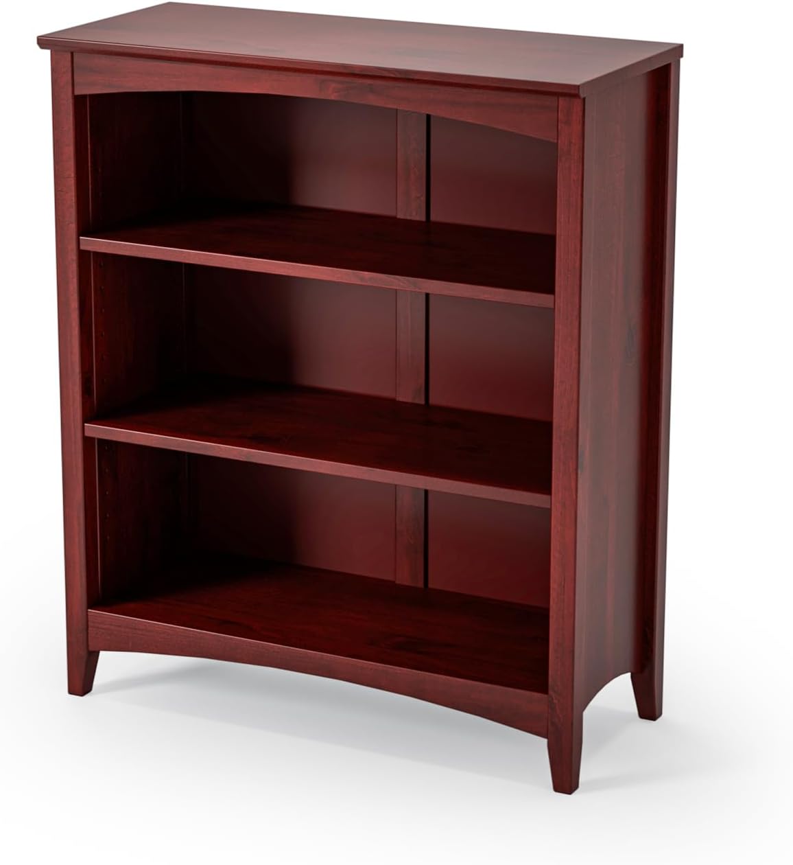 Shaker Style 3 Shelf Bookcase / Solid Wood / 36" High / Adjustable Shelving / Closed Back / Display Bookshelf for Living Room, Bedroom, Home and Office, White