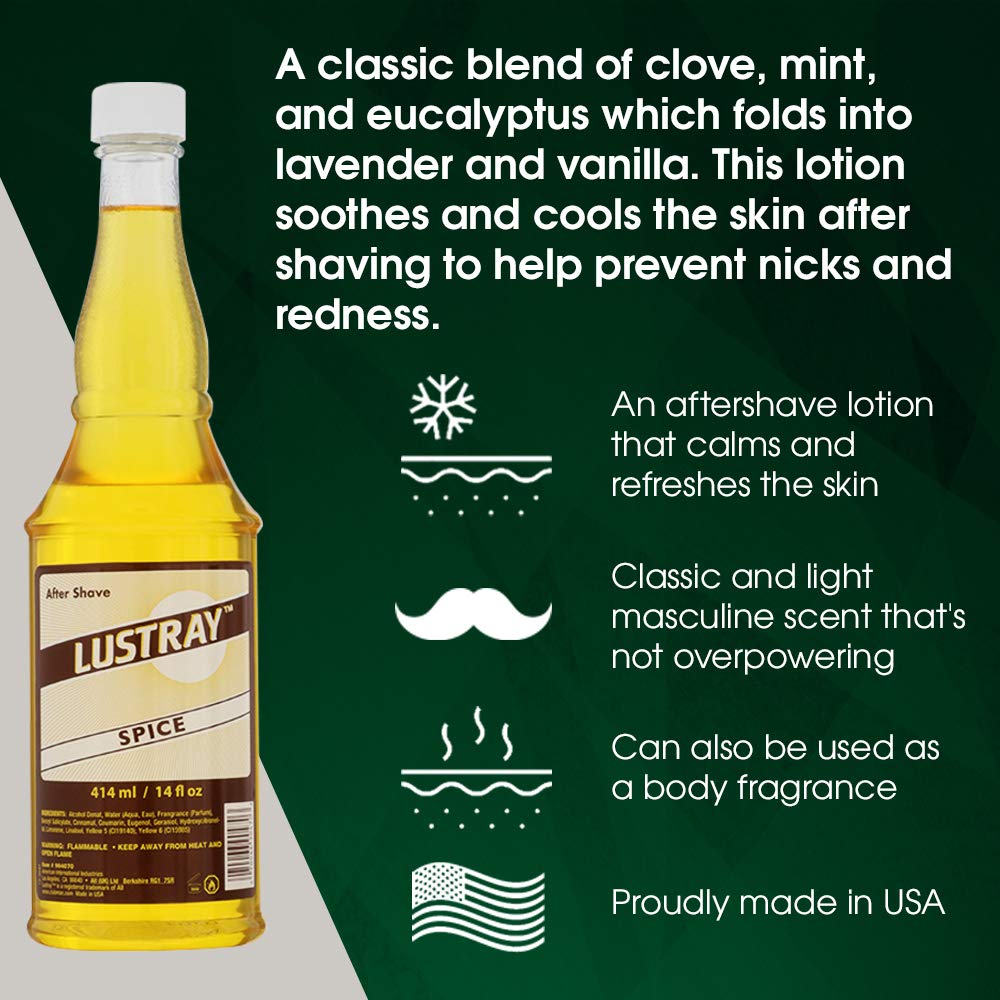 Clubman Lustray Blue Spice After Shave Lotion, 14 fl oz
