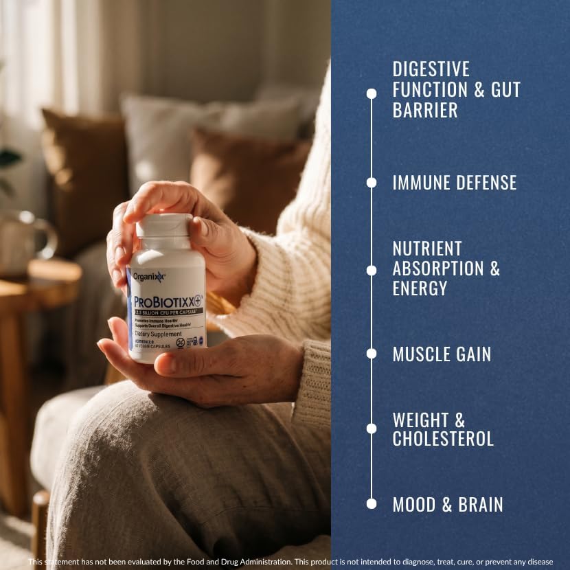 Organixx ProBiotixx+ Probiotic, 2.5B CFU Digestive Gut Health, 60cp | 2.5 billion CFU shelf-stable probiotics, supports digestive health