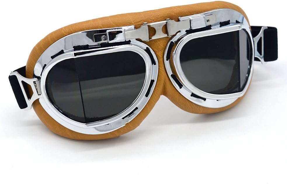 Motorcycle Goggles Anti Fog&Wind&Dust&Sand Aviator Pilot Motocross | Dirt Bike Atv Riding Goggles with Yellow Lens,Fit Over Glasses or Helmet