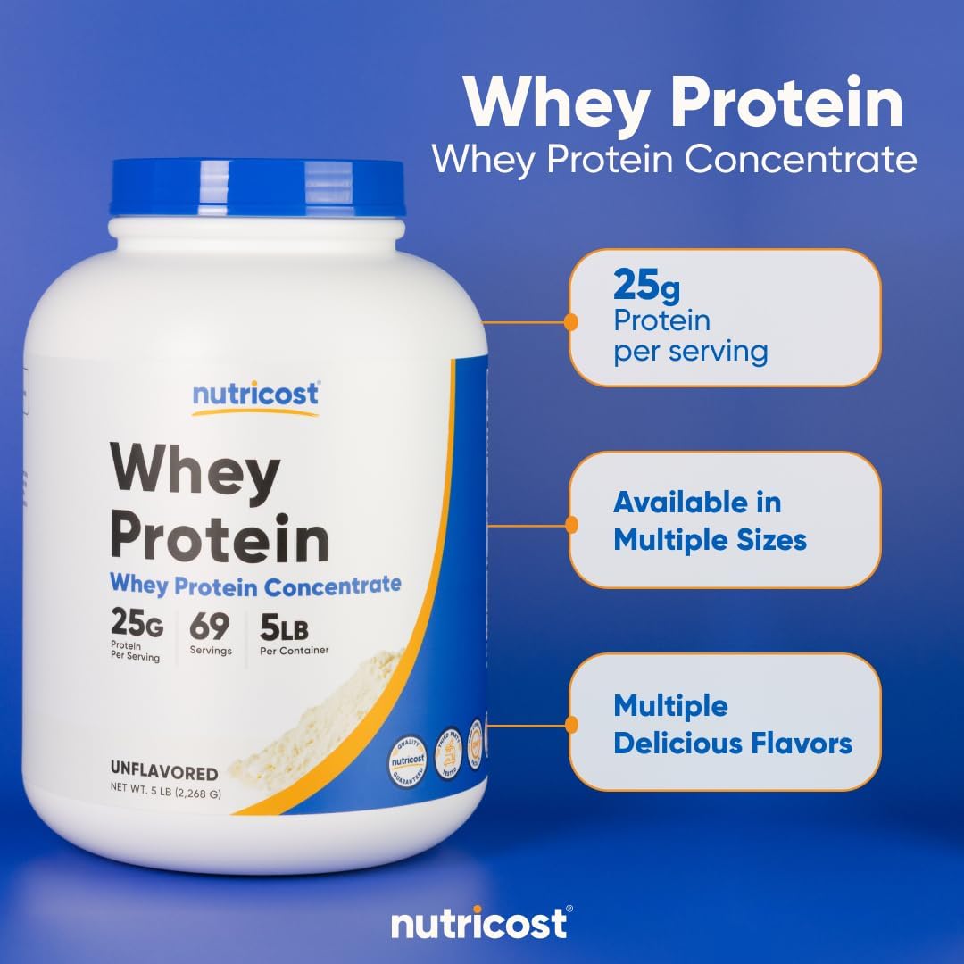 Nutricost Whey Protein Concentrate Powder (Unflavored) 2LBS, Gluten Free | GMO-Free