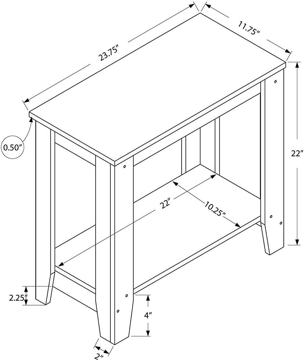 Monarch Specialties I Accent End Side-Lamp Table with Shelf, 24" x 12" x 22", Cappuccino