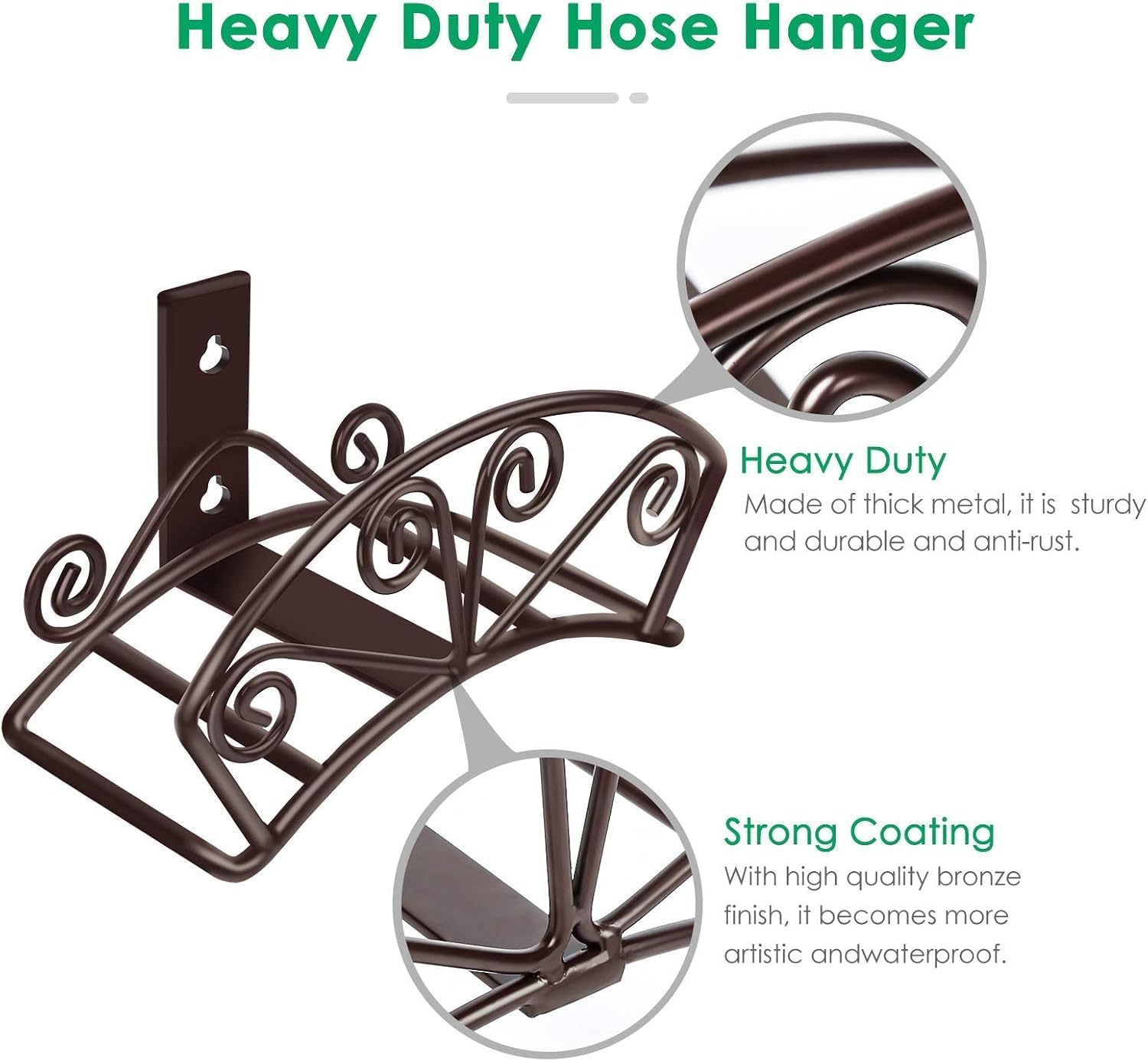 TomCare Garden Hose Holder, Heavy Duty 150 ft Capacity Hose Hanger