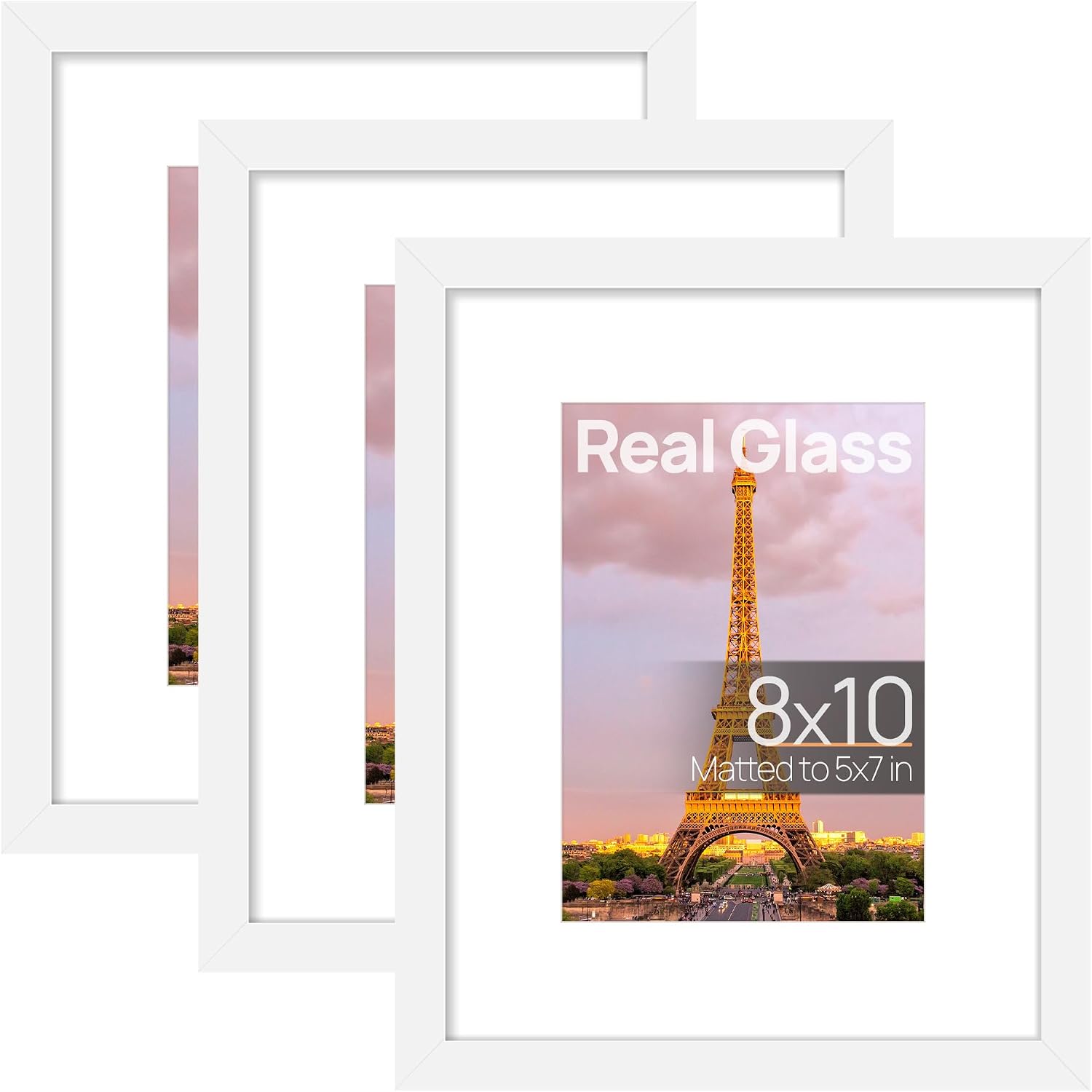 upsimples 12x12 Picture Frame, Gallery Glass Poster Frames Set of 3, Black
