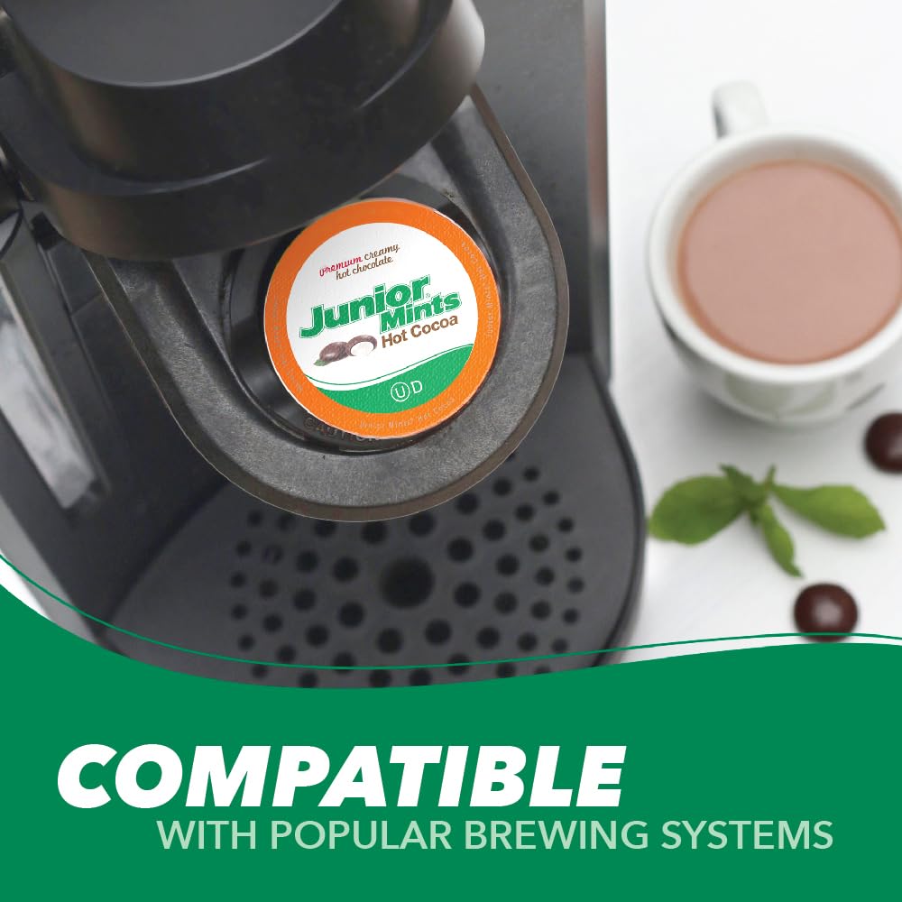 Junior Mints Hot Chocolate Pods, Mint Chocolate Flavor, Compatible with Keurig K-Cup Brewers, 40 Count - Chocolatey Peppermint Cocoa