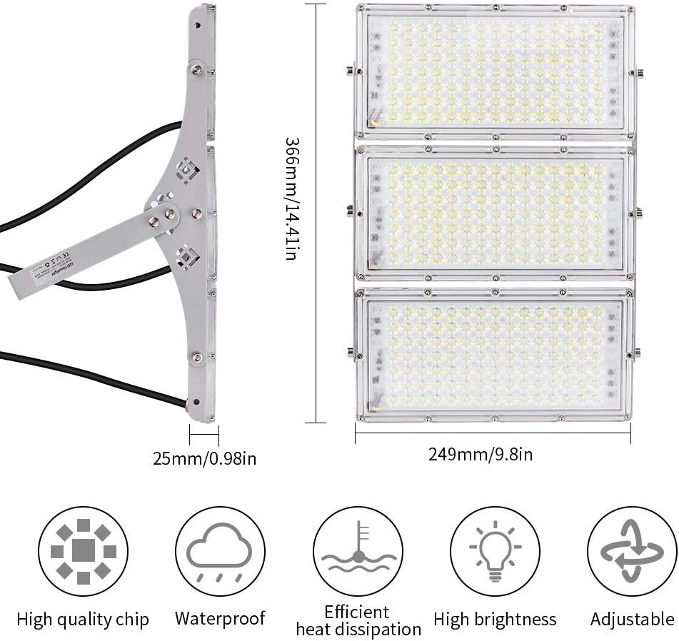 CHARON 300W LED Flood Light, 24000LM Super Bright Outdoor Security Lights with Wider Lighting Angle, 6000K Daylight White