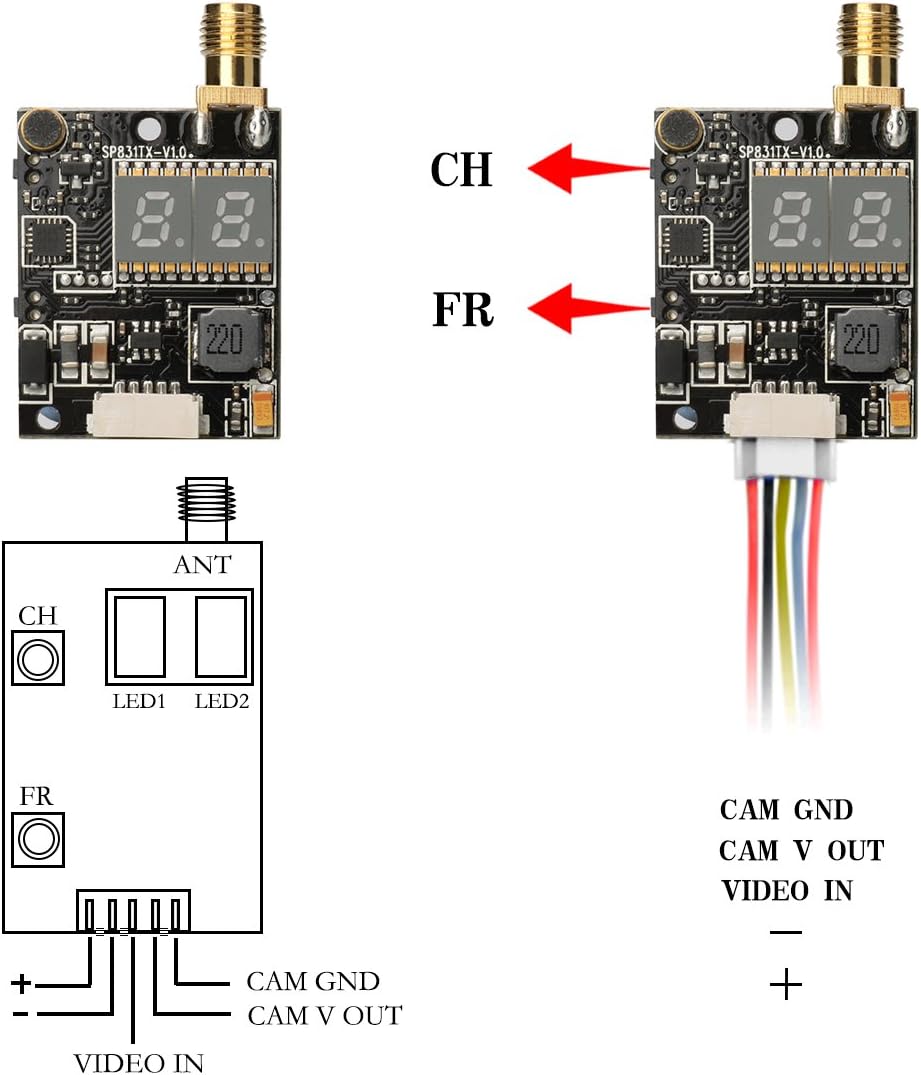 AKK KC02 600mW FPV Transmitter with 600TVL 2.8MM 120 Degree High Picture Quality Sony CCD Camera for FPV Multicopter