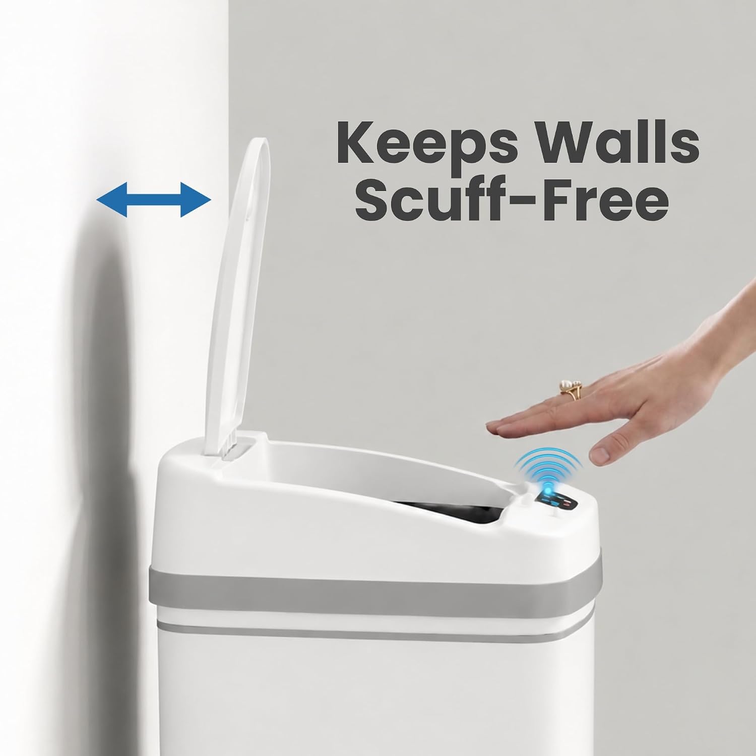 iTouchless 50 Liter / 13 Gallon Kitchen Trash Can with Lid & Deodorizer – Motion Sensor Semi-Round Stainless Steel Garbage Bin for Home, Office, or Garage – Slim, Wide Opening Large Capacity Design