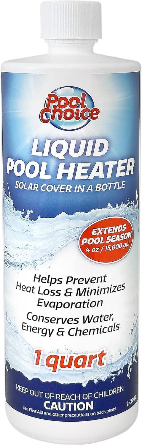 SpaChoice 1-Quart Premium Liquid Pool Heater Solar Cover in a Bottle | Liquid Solar Blanket for Pool, Helps Prevent Heat Loss, 4 ounces per 15,000 gallons of water every 2 weeks, Made in USA