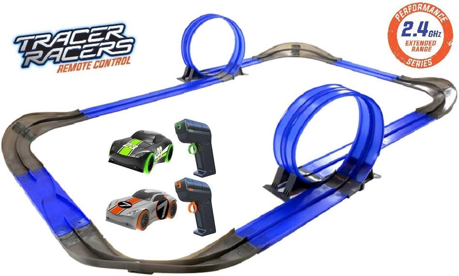 2.4 GHz Radio Control Remote Slot-Less, Cordless Racing Super Loop Speedway Track Set with Two Cars