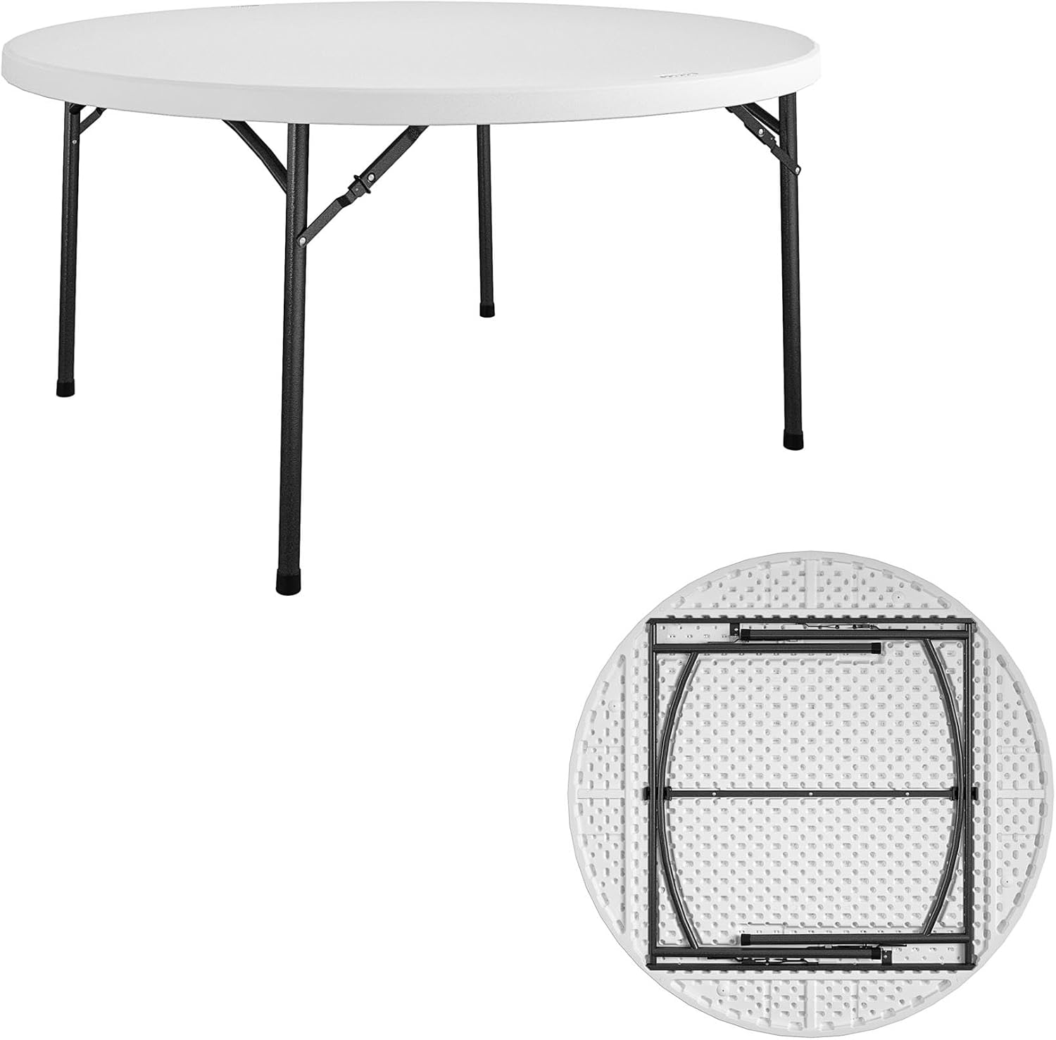 Cosco 6ft Fold-in-Half Blow Molded Folding Table, Indoor/Outdoor, Comfort Handle, Lightweight Plastic Construction - White