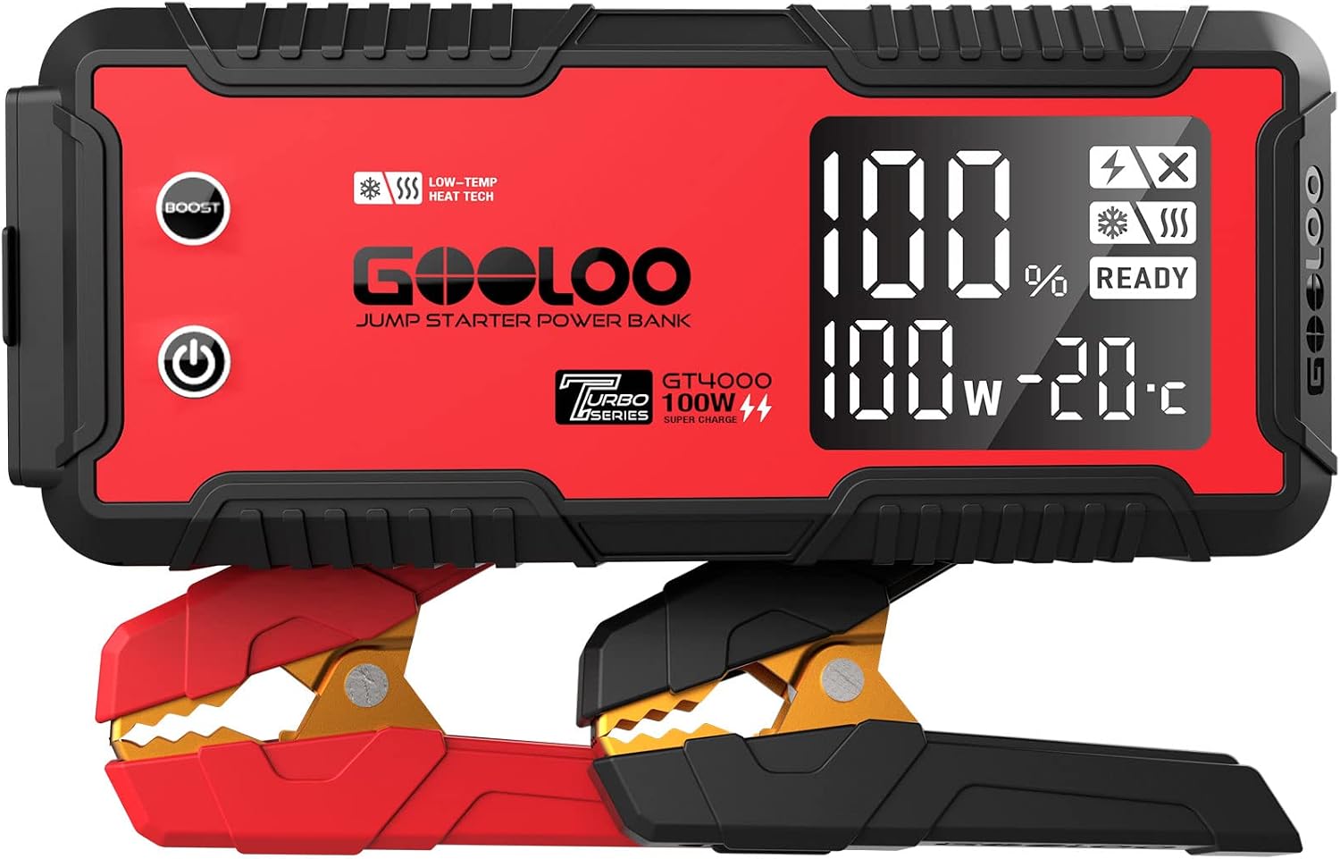 GOOLOO GT4000 Arctic Jump Starter with -40°F Battery Preheat Technology | 4000A Peak Jump Box for 12L Gas & 10L Diesel - 100W Two-Way Fast Charging