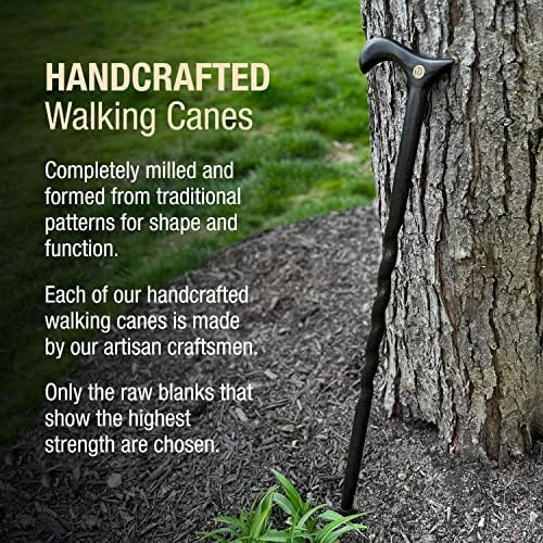 Brazos Handcrafted Wood Walking Cane, Twisted Oak, Derby Style Handle, for Men & Women, Made in The USA
