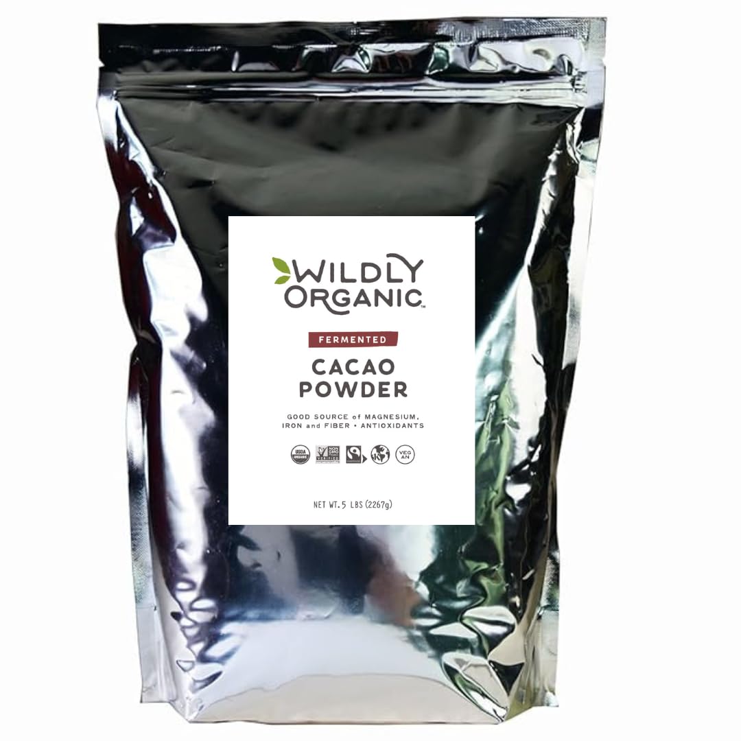 Wildly Organic Fermented Cacao Powder 8 Oz Bag | Perfect for Skin, Smoothies, Yogurt, Oatmeal, Chocolate, Fudge, Baking, & Hot Cocoa