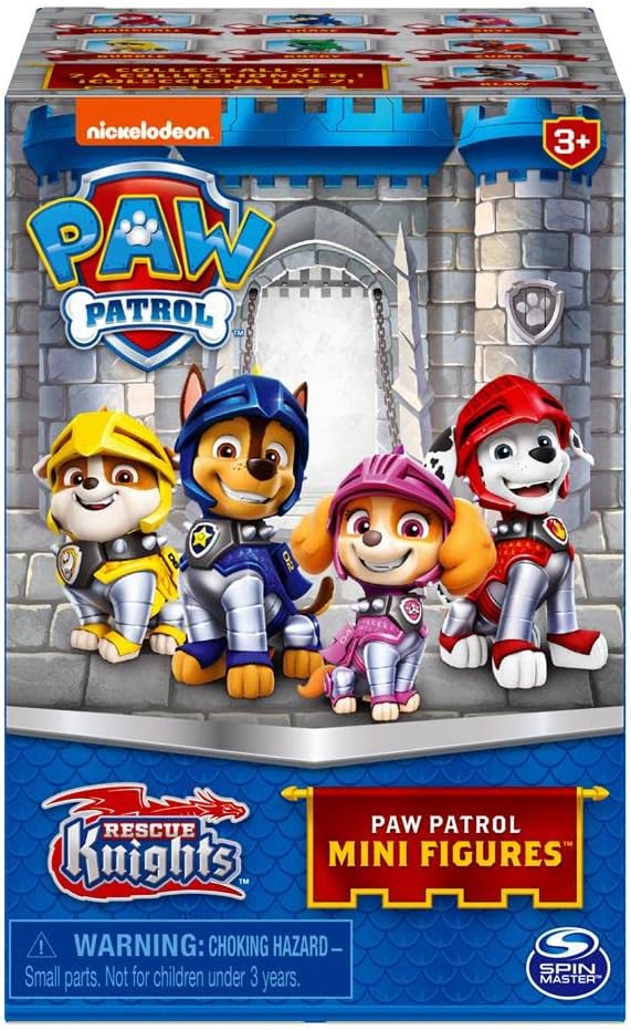 Paw Patrol Spin Master 6062143 Rescue Knights Collectible Blind Box Mini Figure with Castle Tower Container, 2-inch Height