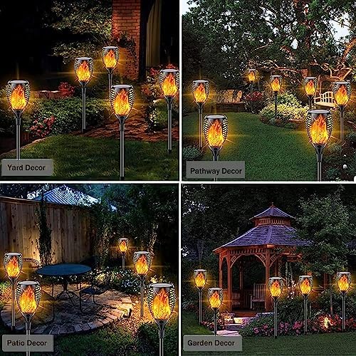 Swonuk 4 Pack Outdoor Solar Torch Lights, 33LEDs Solar Torches with Flickering Flame