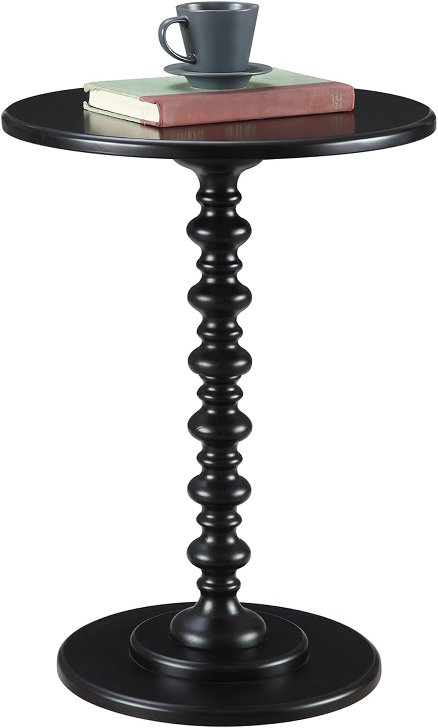 Convenience Concepts Palm Beach Spindle Table 17.75" - Traditional Round End Table for Living Room, Turned Solid Wood Side Table, Classic Display Pedestal Table, Espresso