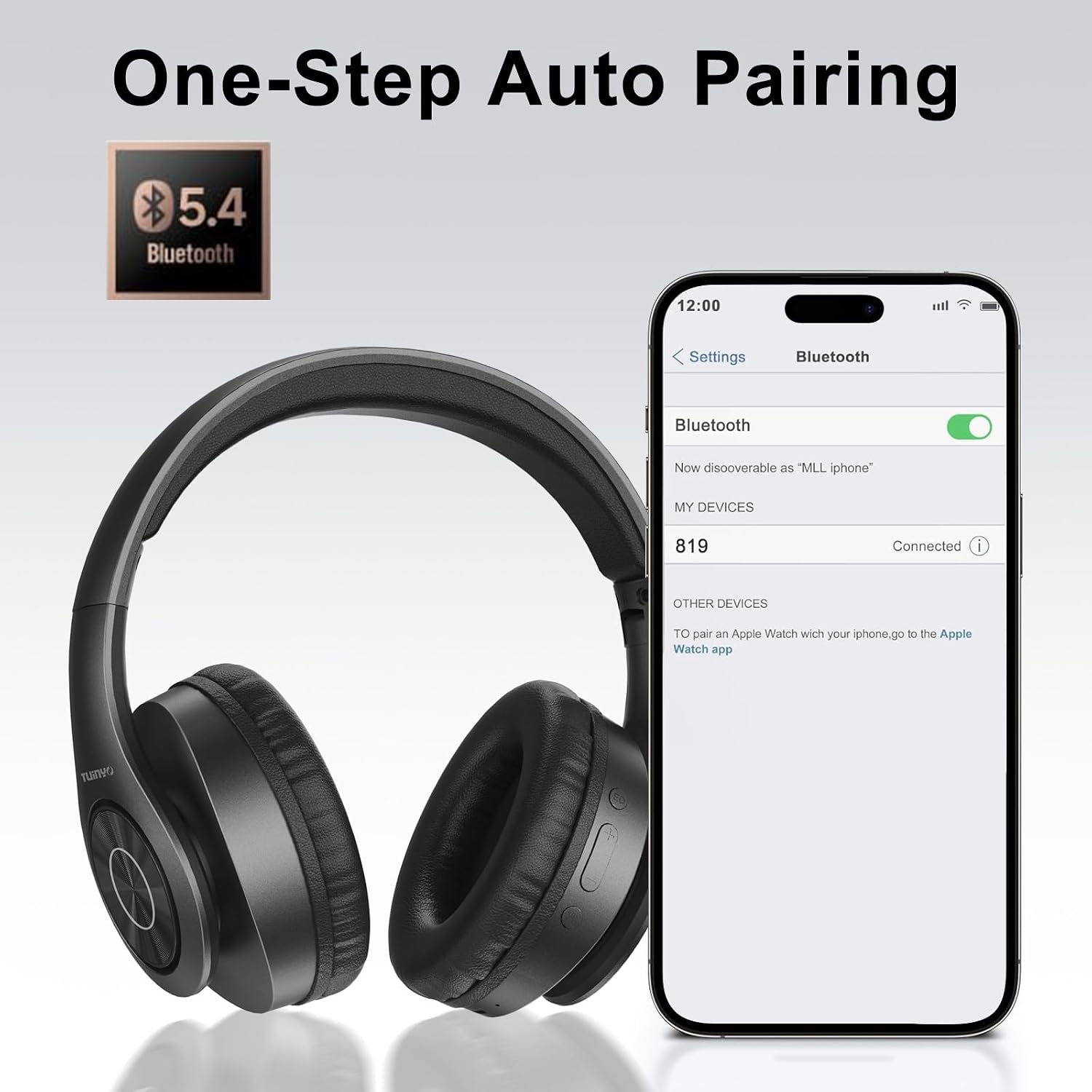 TUINYO Wireless Headphones Over Ear, Bluetooth Headphones with Microphone, Foldable Stereo Wireless Headsetfor Travel Work TV PC Cellphone-Purple
