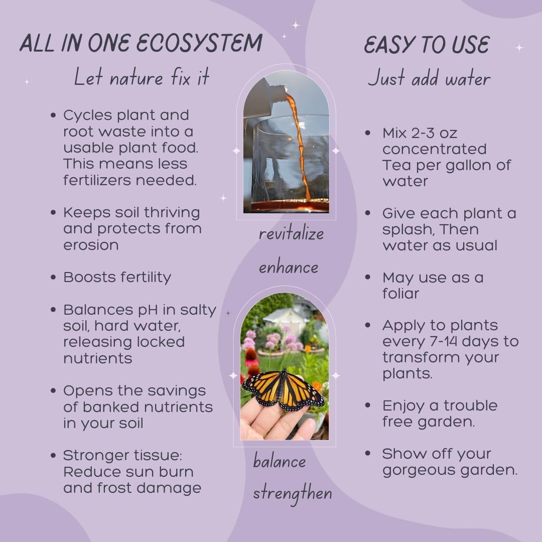 Worm Tea for Gardening - 32oz Quart - Organic Earthworm Soil Enhancer - Vermicompost with Kelp - Increase Yields, Boost Growth, Reduce Stress- Vegetables, Flowers, Fruit Trees - Plant Probiotic