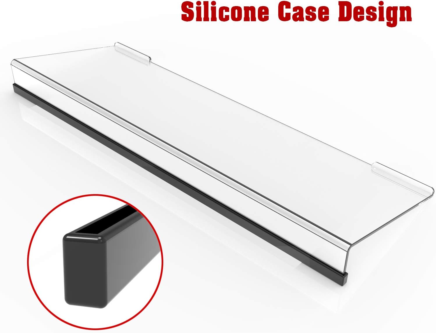 KOTEMON Acrylic Tilted Computer Keyboard Stand for Ergonomic Typing, Keyboard Tray Holder with Silicone Non-Slip Case, Black