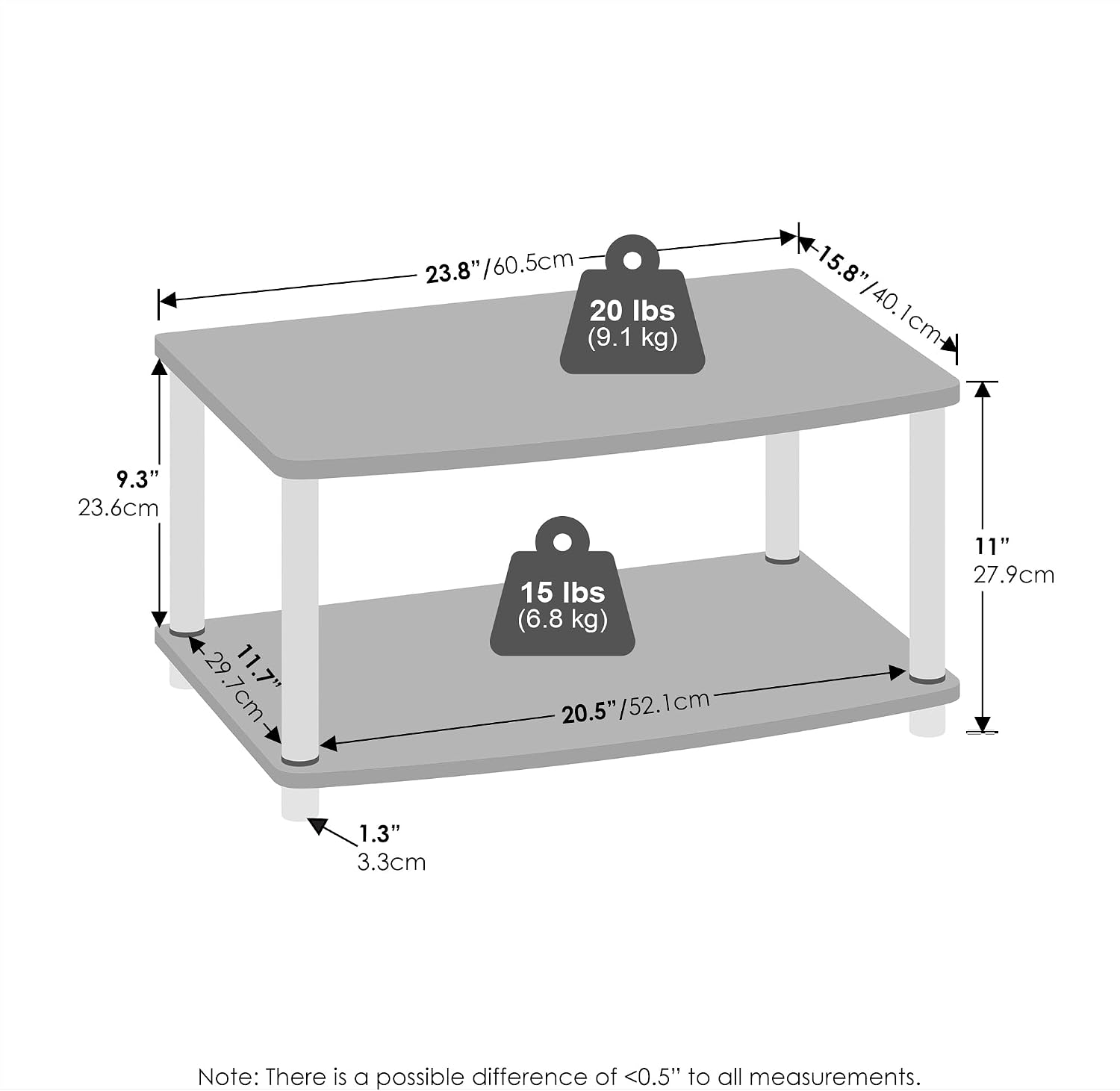 Furinno Turn-S-Tube No Tools 3-Tier Entertainment TV Stands, Dark Cherry and Black