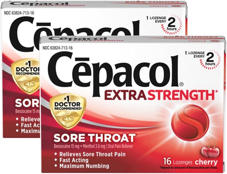 Cepacol Extra Strength Sore Throat & Cough Relief Lozenges, 16 Count, Mixed Berry Flavor, Maximum Numbing, Fast Acting Relieves Sore Throat Pain, and Quiets Cough (Pack of 4)