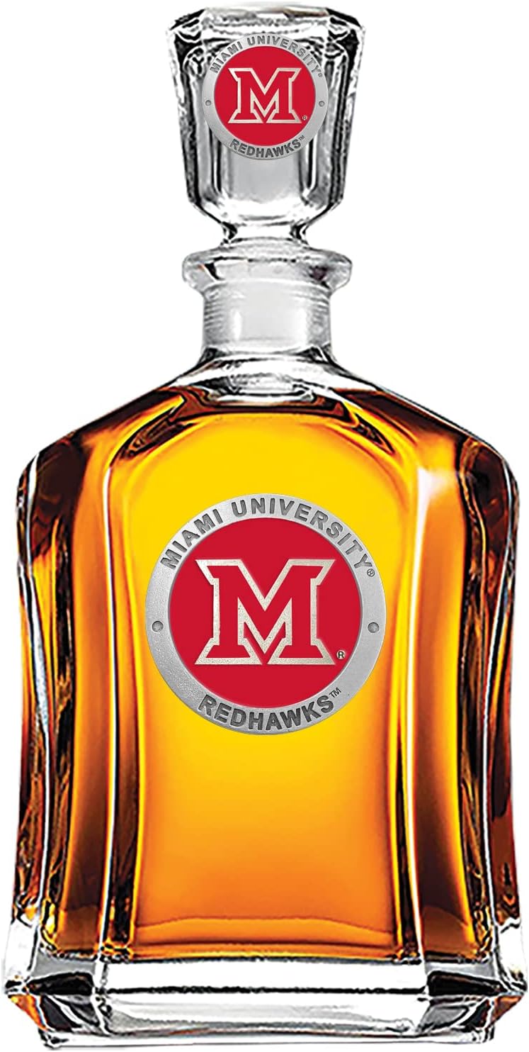 Marines Decanter – Eagle Globe & Anchor | 24 OZ Whiskey Decanter for Liquor with Airtight Stopper | Expertly Crafted Pewter Glass Clear