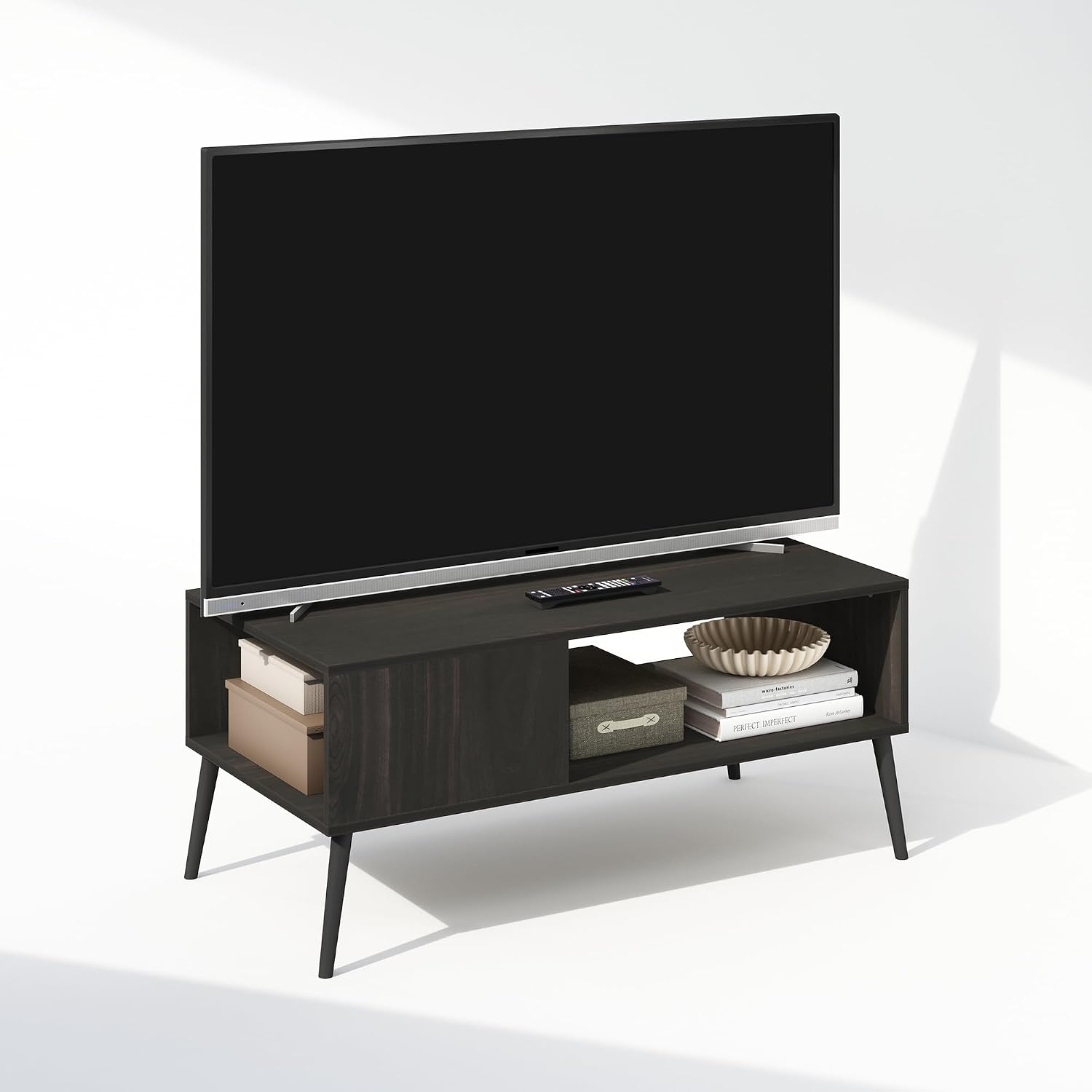 Furinno Fowler Multipurpose TV Stand Bookshelves, French Oak Grey