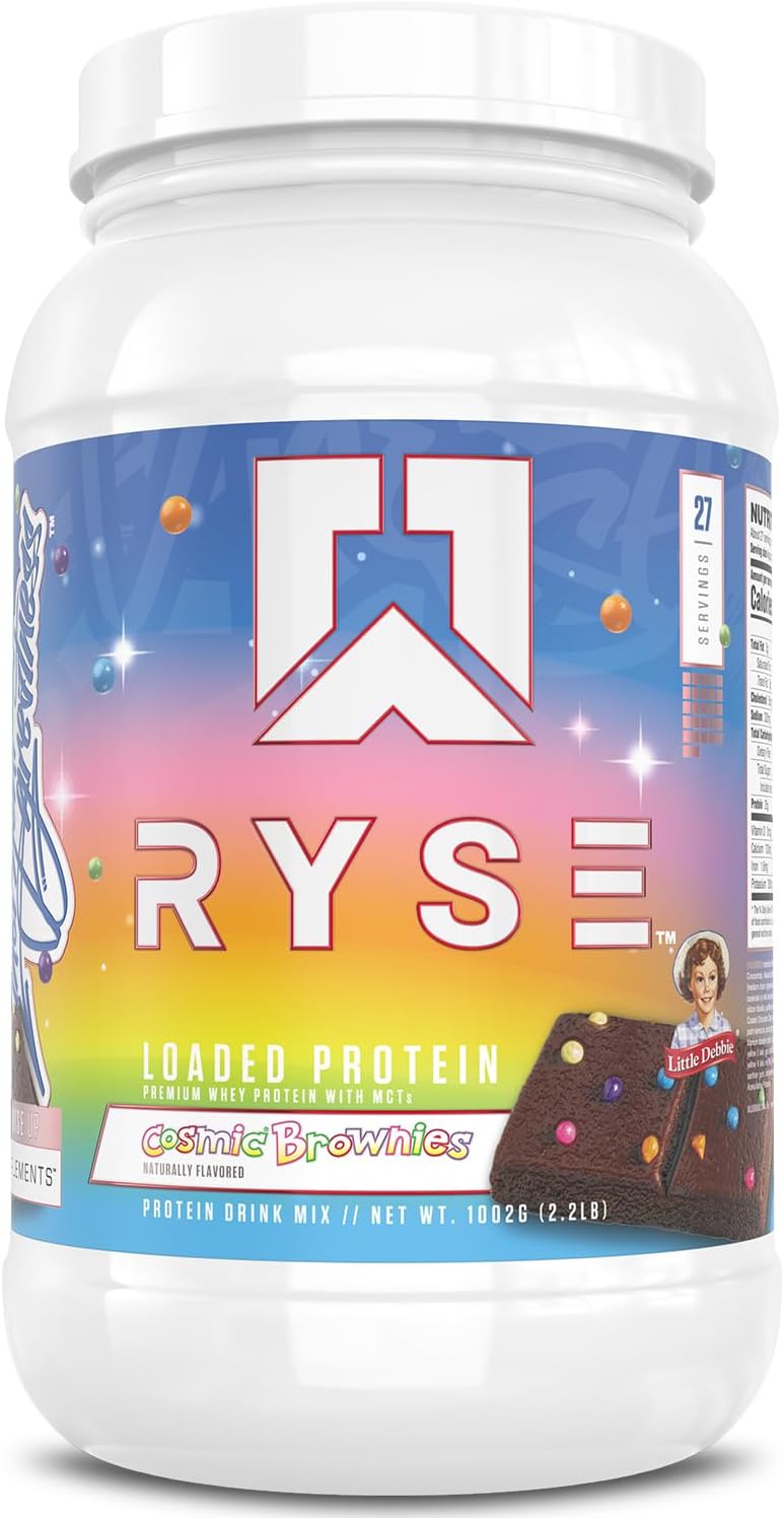RYSE Loaded Protein Powder - Peanut Butter Cup - 25g Whey Protein Isolate & Concentrate with Prebiotic Fiber & MCTs - Low Carb, Low Sugar