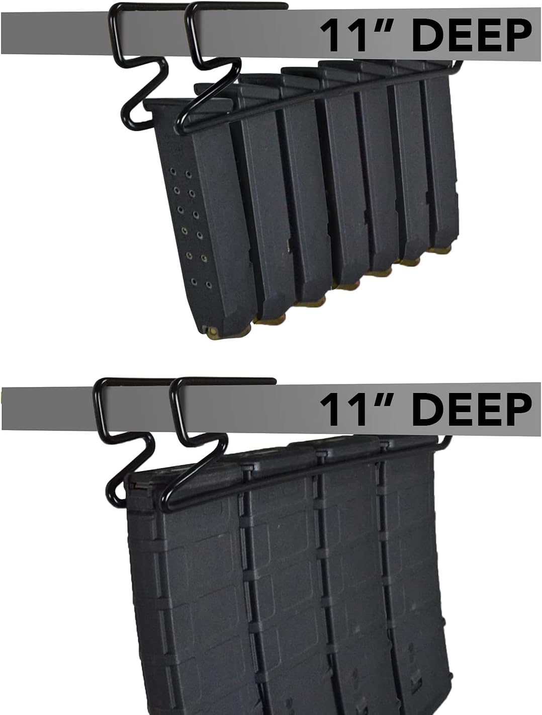 Magminder Undershelf Magazine Rack - Stores AR, AK, PMAG, and Double Stack Magazines with baseplates - reimagine Your Gun Safe Products!