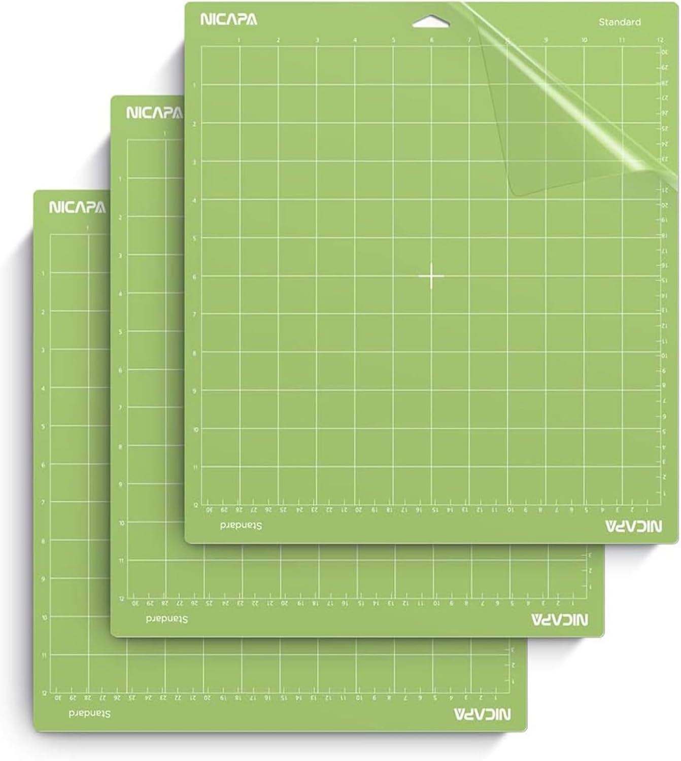 12x12 inch Standard Grip Cutting Mat for Cricut Maker 3/Maker/Explore 3/Air 2/Air/One (3 Pack) Standard Adhesive Sticky Green Quilting Replacement Cut Mats