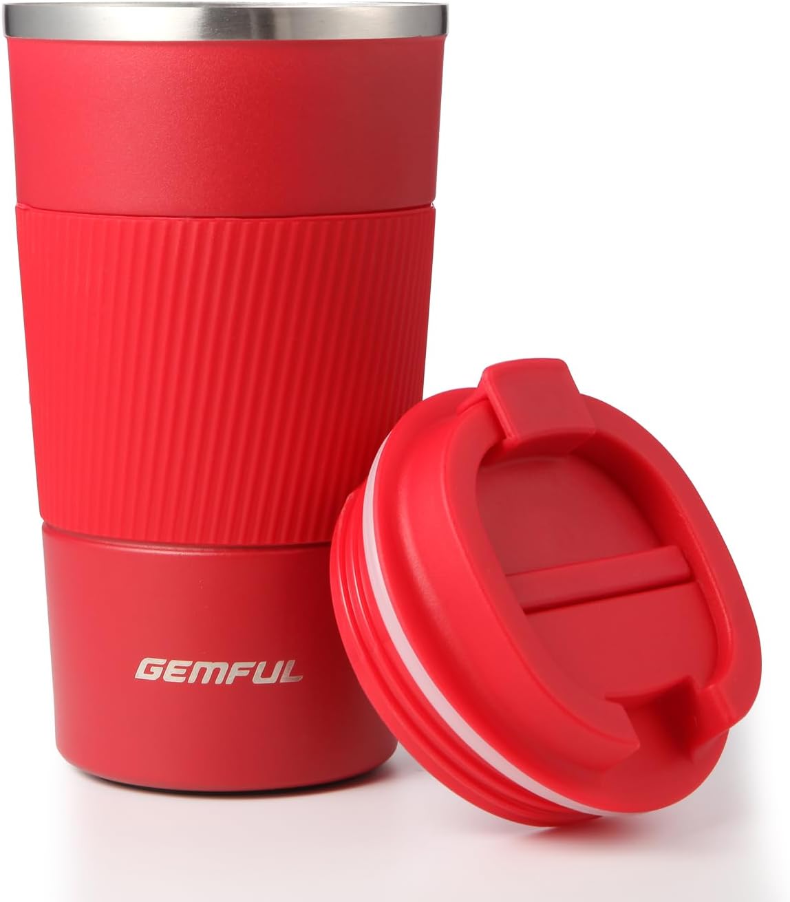 GEMFUL 2 Pack 17oz Insulated Travel Coffee Mug with Lid (Black/White)