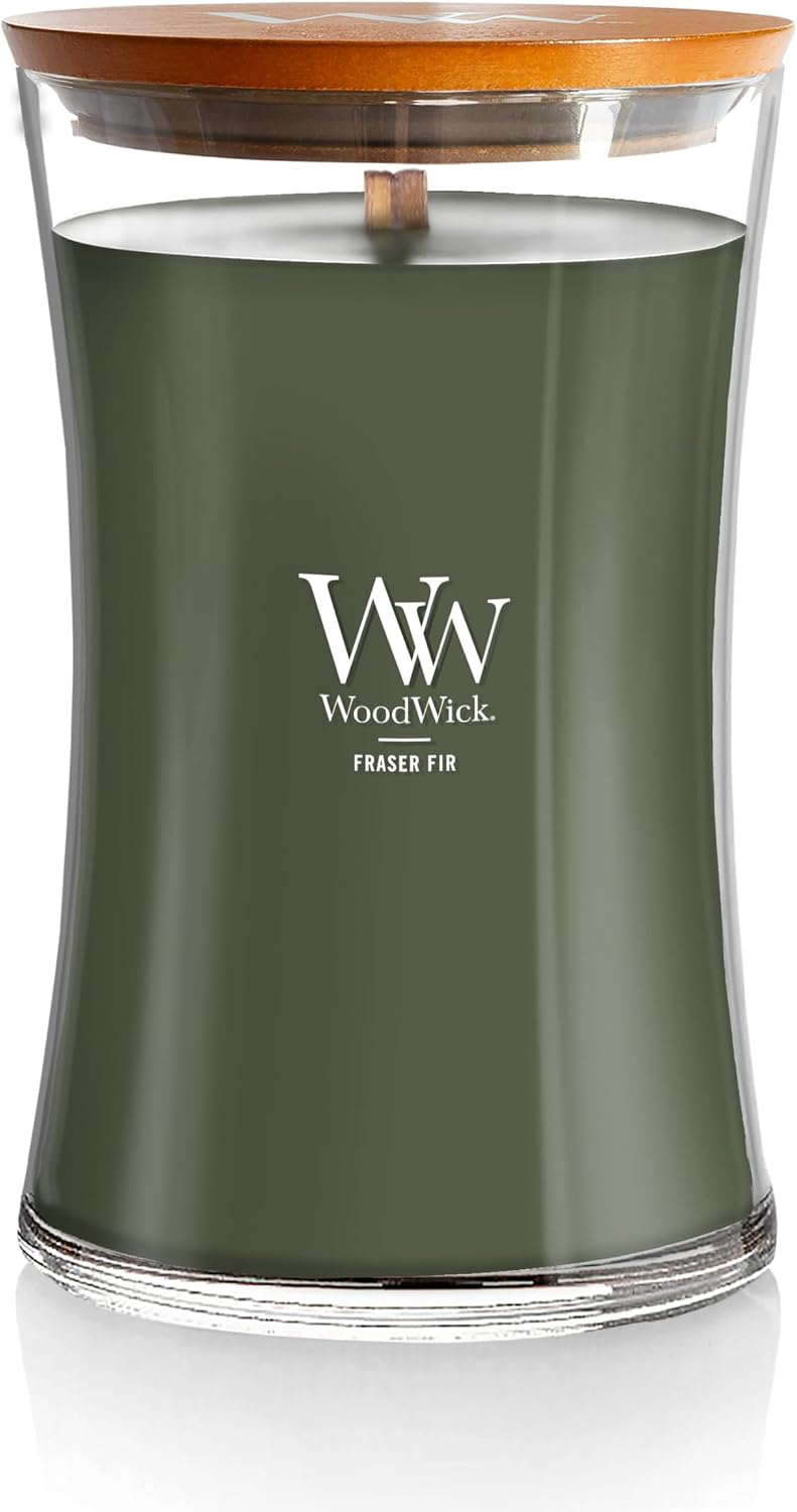 WoodWick Fireside Holiday Candle Gifts for Women and Men, 9.7 oz Medium Hourglass Candle with Crackling Wick