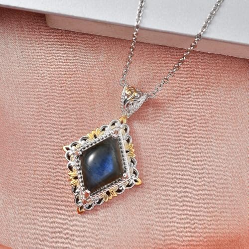 SHOP LC DELIVERING JOY Labradorite 6.50 ctw Pendant Steel Necklace 20"