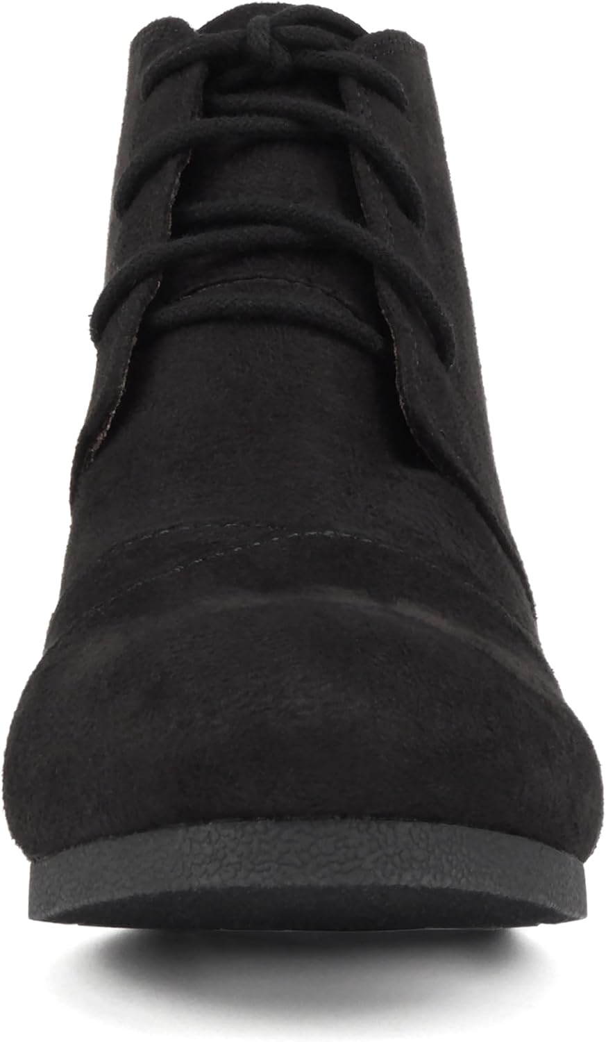 Soda “REX” ~ Women Lace Up Rounded Toe Low Wedge Ankle Bootie