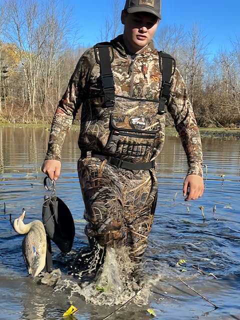 Hunting Waders with 1000G Insulation Rubber Boots, Neoprene Chest Wader, Waterproof Bootfoot Waders for Men & Women